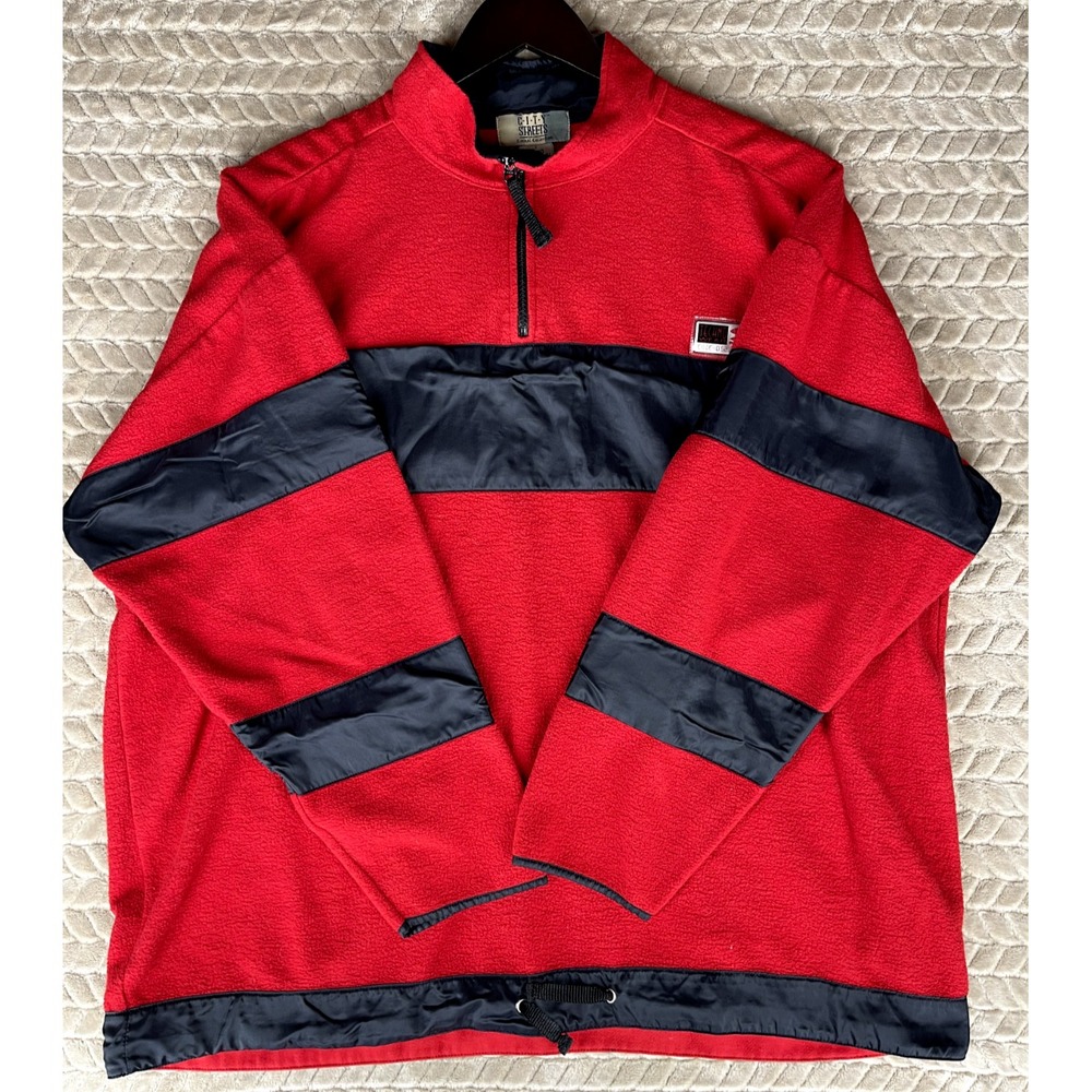 City Streets Quarter-Zip Fleece Pullover‎ Mens XL Red Black